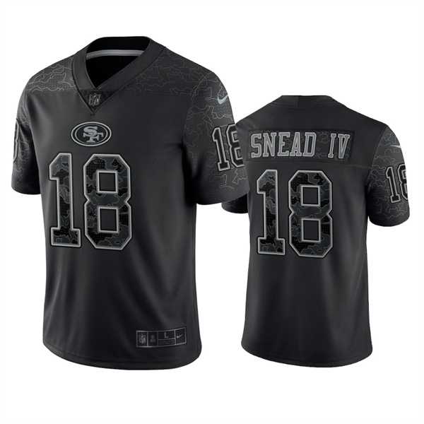 Men's San Francisco 49ers #18 Willie Snead IV Black Reflective Limited Stitched Football Jersey,We sell and wholesale Men's San Francisco 49ers #18 Willie Snead IV Black Reflective Limited Stitched Football Jersey on line form chian!